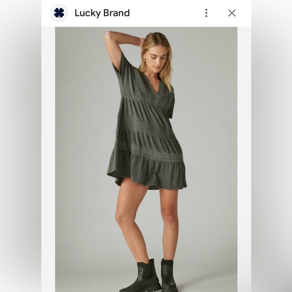Lucky Brand Casual Pintuck Mini Dress. Size L
Green